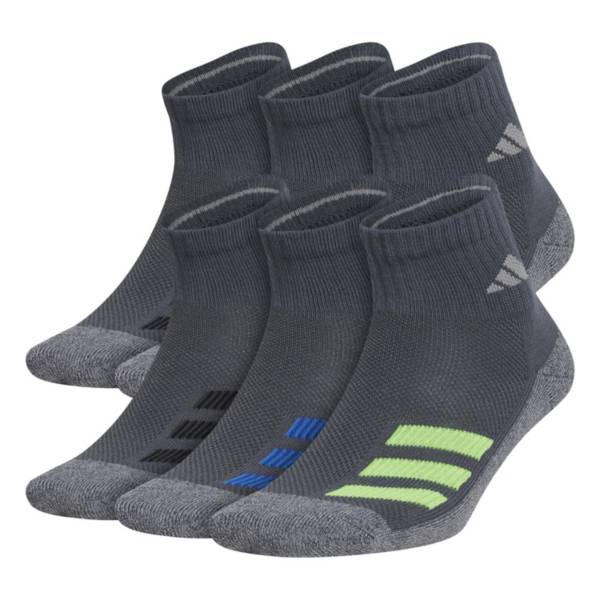 adidas Youth Cushioned Angle Stripe Quarter Socks 6 Pack DICK'S