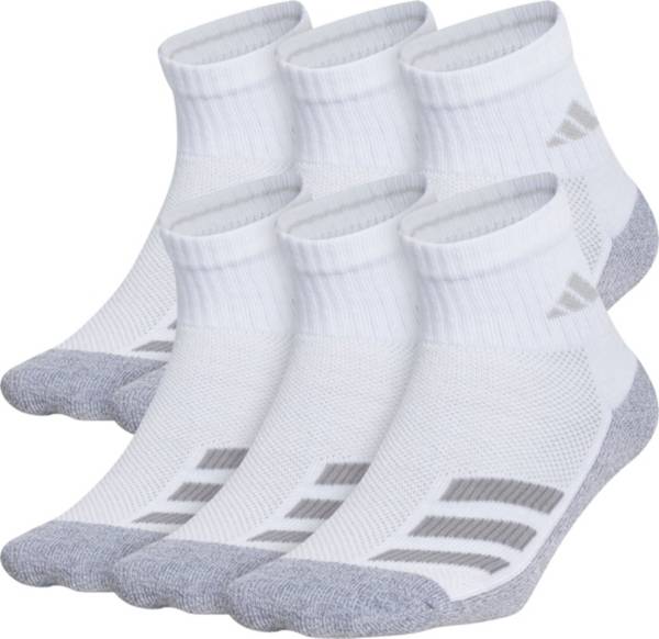 adidas Youth Cushioned Angle Stripe Quarter Socks 6 Pack