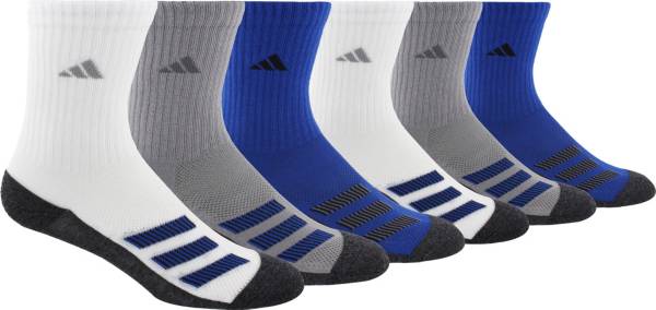 adidas Youth Cushioned Angle Stripe Crew Socks – 6 Pack
