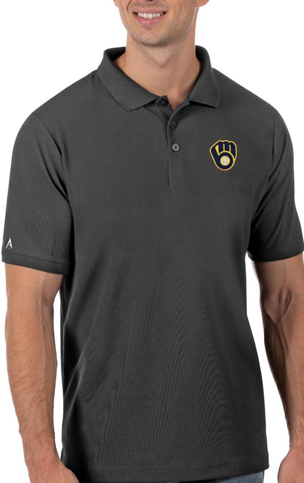 Antigua Men's Milwaukee Brewers Gray Legacy Polo product image