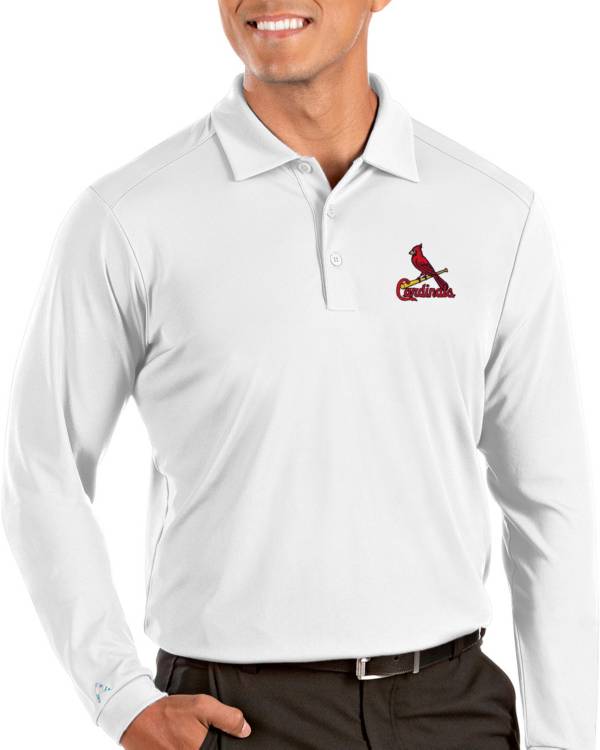 Antigua Men's St. Louis Cardinals Tribute Long Sleeve Performance White Polo