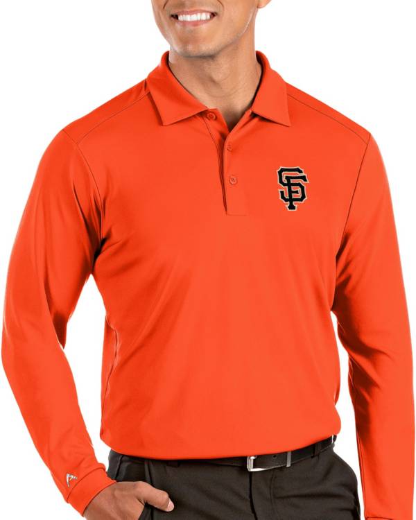 Antigua Men's San Francisco Giants Orange Tribute Long Sleeve Performance Polo