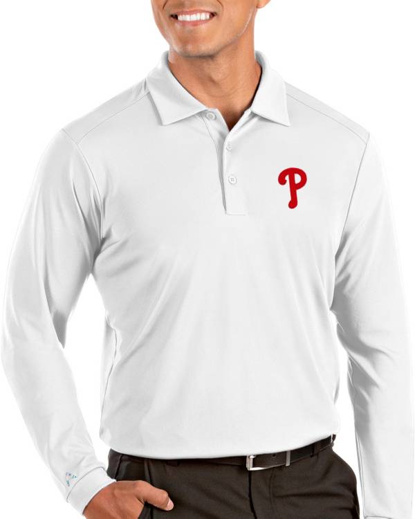 Antigua Men's Philadelphia Phillies Tribute Long Sleeve Performance White Polo