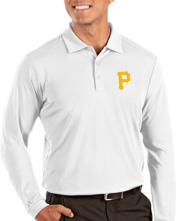 Antigua Men's Pittsburgh Pirates Tribute Long Sleeve Performance White Polo