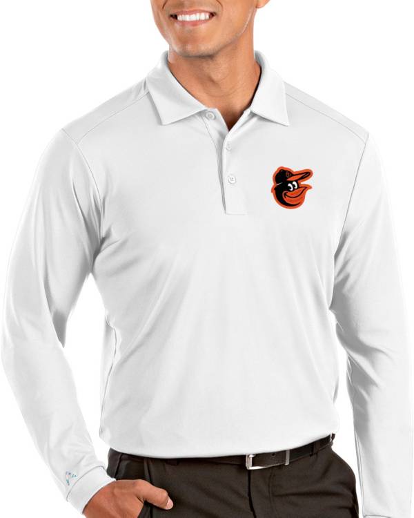 Antigua Men's Baltimore Orioles Tribute Long Sleeve Performance White Polo