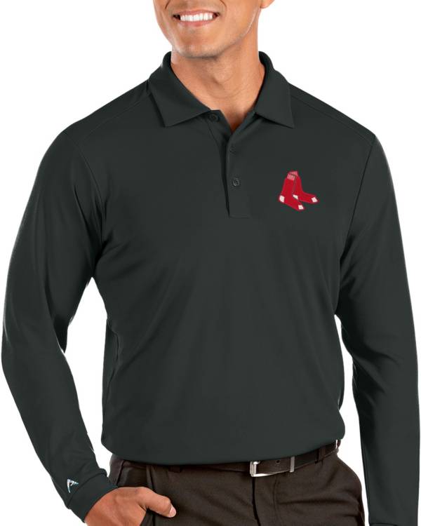 Antigua Men's Boston Red Sox Grey Tribute Long Sleeve Performance Polo