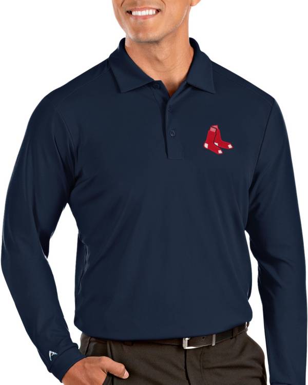 Antigua Men's Boston Red Sox Navy Tribute Long Sleeve Performance Polo