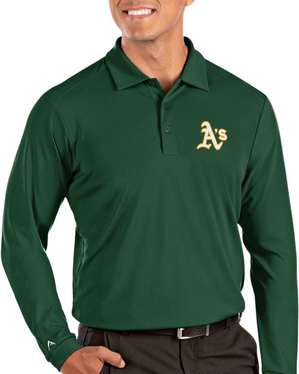 Antigua Men's Oakland Athletics Green Tribute Long Sleeve Performance Polo