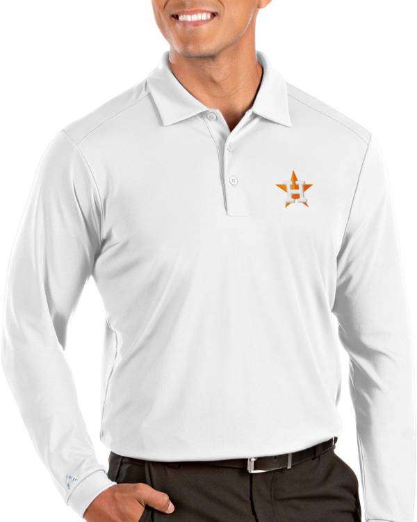 Antigua Men's Houston Astros Tribute Long Sleeve Performance White Polo