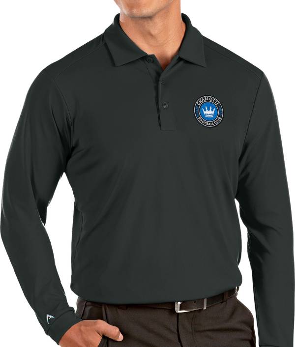 Antigua Men's Charlotte FC Grey Tribute Long Sleeve Performance Polo