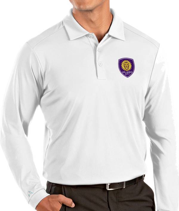 Antigua Men's Orlando City White Tribute Long Sleeve Performance Polo