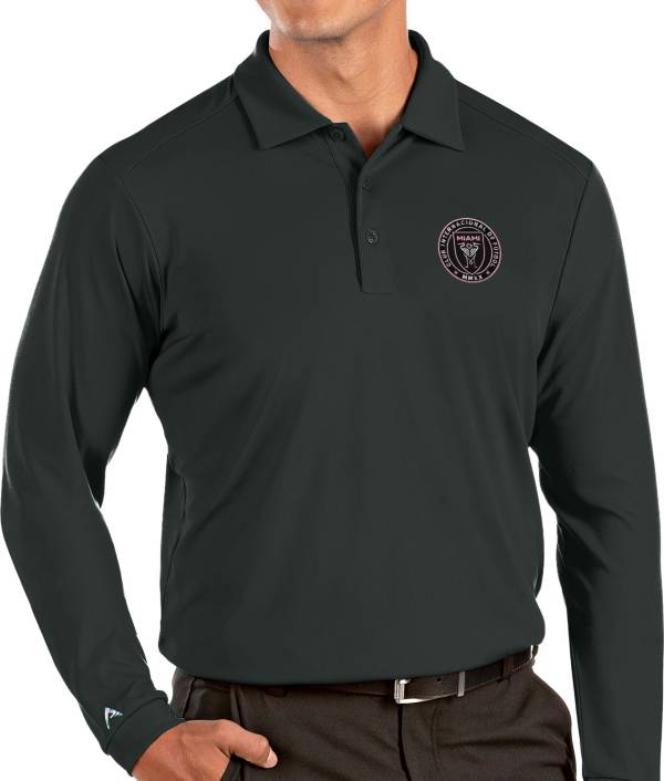 Antigua Men's Inter Miami CF Grey Tribute Long Sleeve Performance Polo