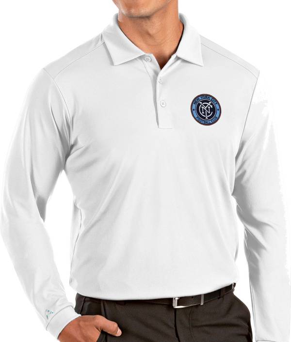 Antigua Men's New York City FC White Tribute Long Sleeve Performance Polo