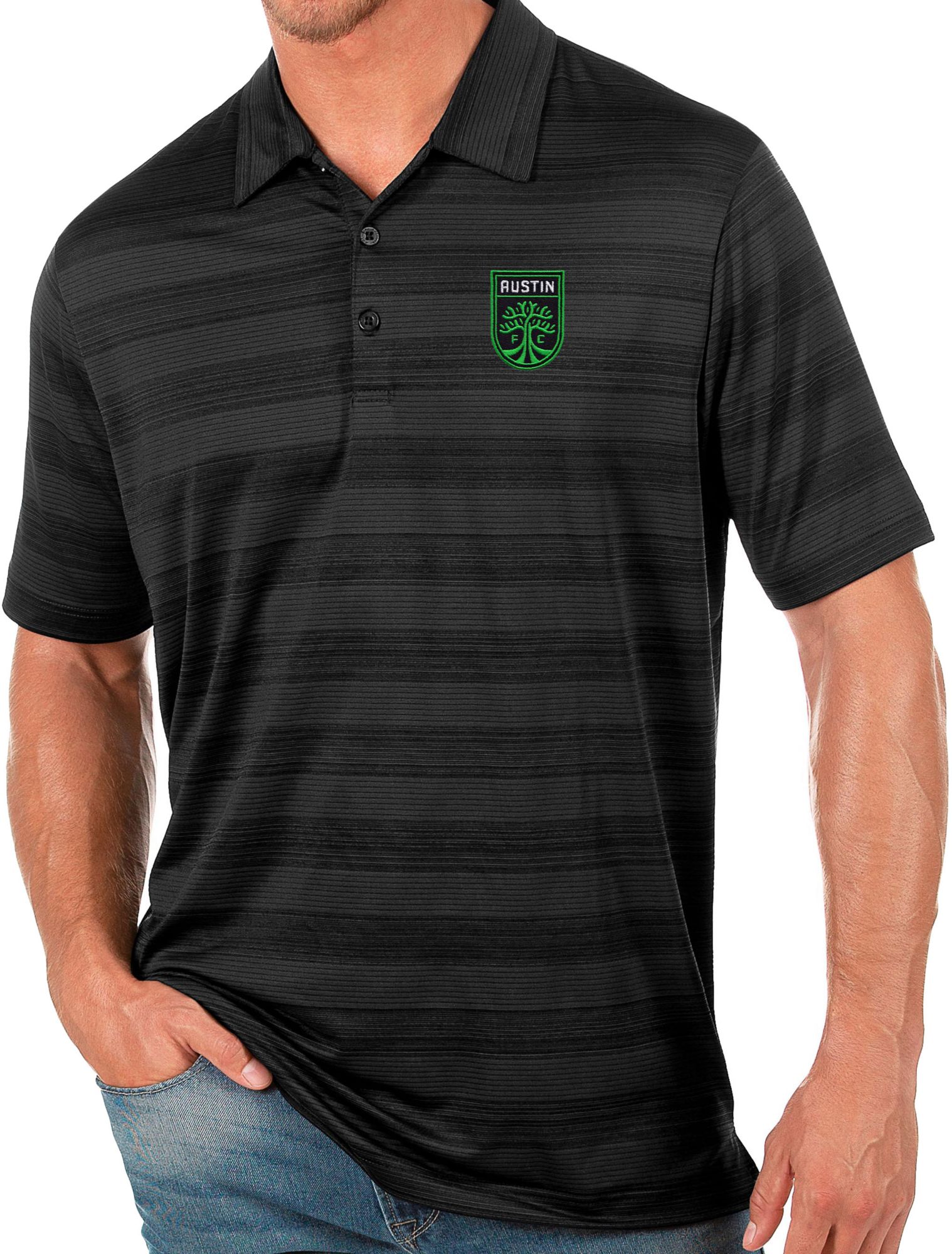 Antigua Men's Austin SC Black Compass Polo