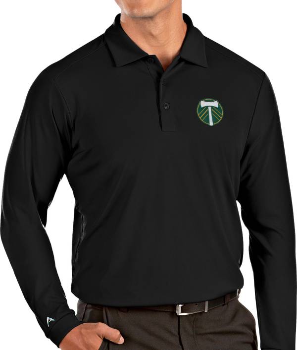 Antigua Men's Portland Timbers Black Tribute Long Sleeve Performance Polo