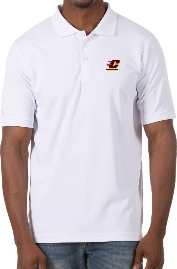 Antigua Men's Central Michigan Chippewas Legacy Pique White Polo | Dick ...