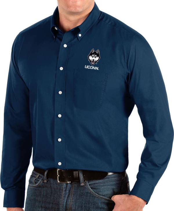 Antigua Men's UConn Huskies Blue Dynasty Long Sleeve Button-Down Shirt product image