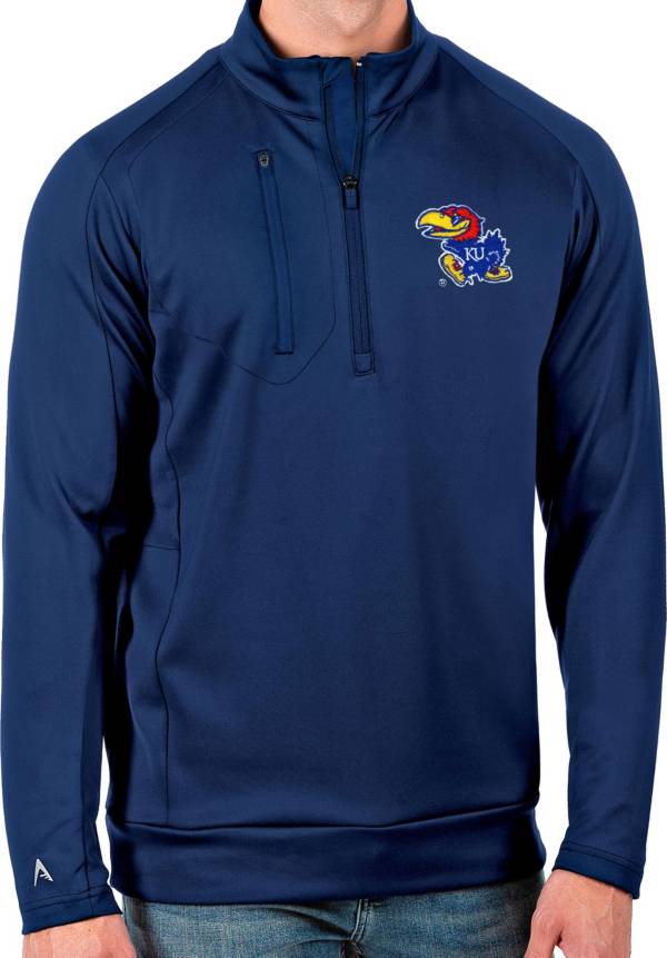Antigua Men's Kansas Jayhawks Blue Generation Half-Zip Pullover Shirt product image