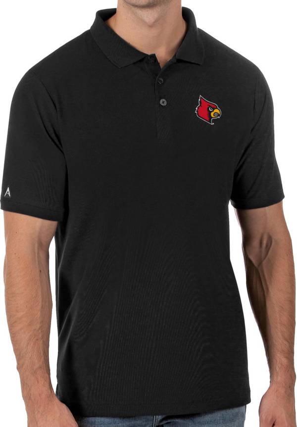 Antigua Men's Louisville Cardinals Legacy Pique Black Polo, Medium - Holiday Gift