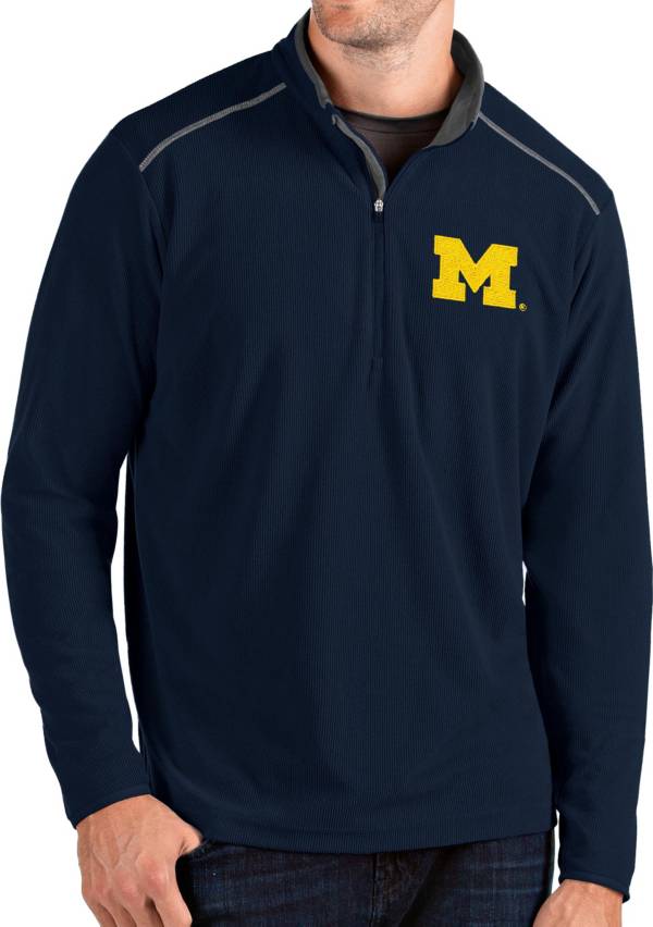 Antigua Men's Michigan Wolverines Blue Glacier Quarter-Zip Shirt