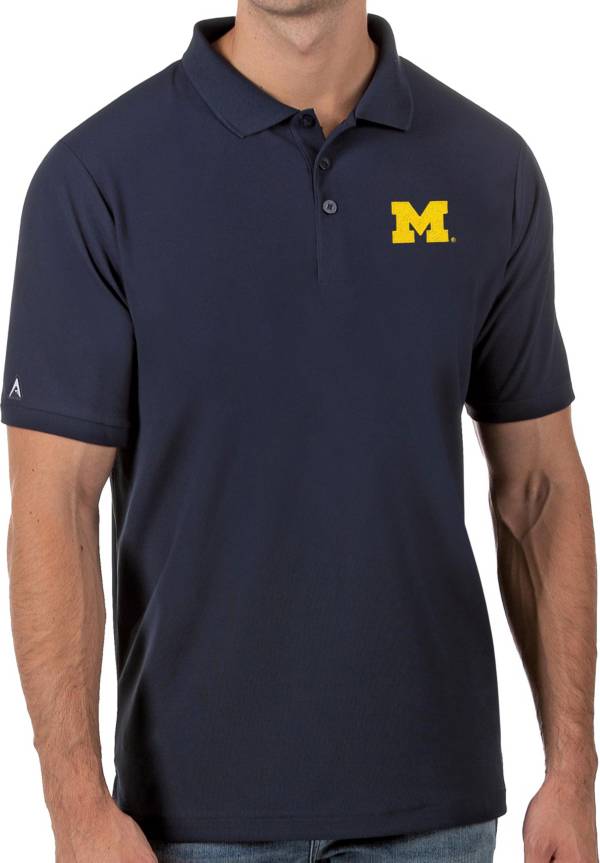 Antigua Men's Michigan Wolverines Blue Legacy Pique Polo product image