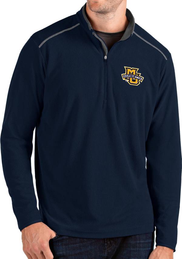 Antigua Men's Marquette Golden Eagles Blue Glacier Quarter-Zip Shirt