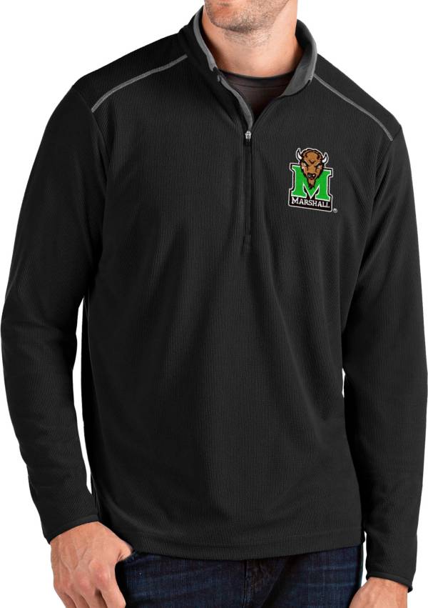 Antigua Men's Marshall Thundering Herd Glacier Quarter-Zip Black Shirt