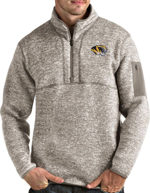 Antigua Men's Missouri State Bears Oatmeal Fortune Pullover Black Jacket product image