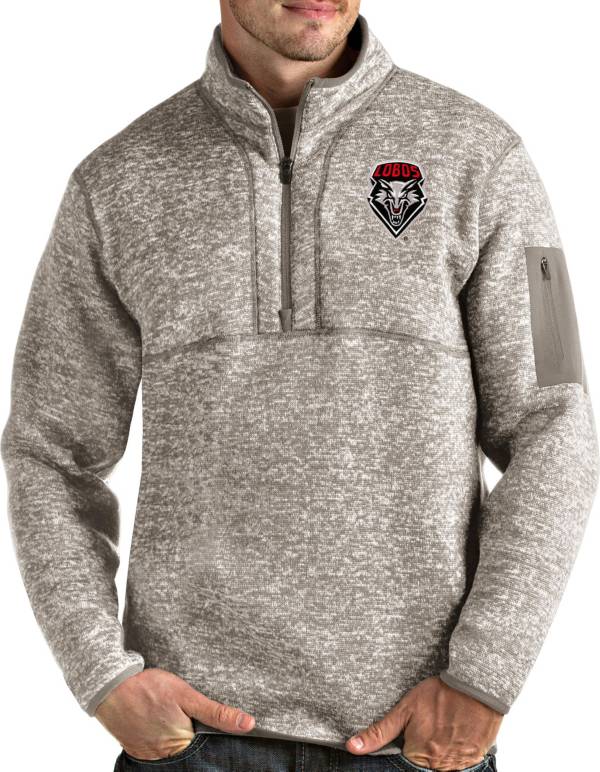 Antigua Men's New Mexico Lobos Oatmeal Fortune Pullover Black Jacket product image