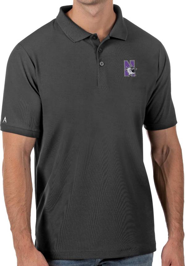 Antigua Men's Northwestern Wildcats Grey Legacy Pique Polo product image