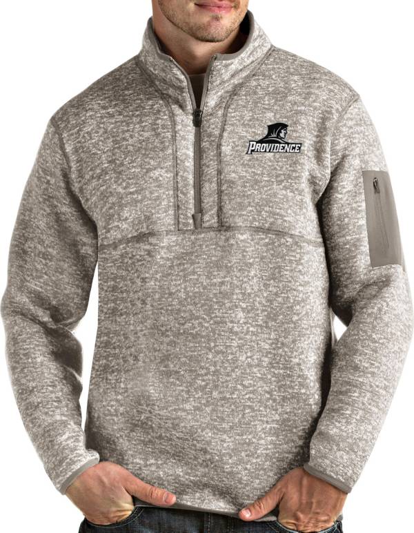 Antigua Men's Providence Friars Oatmeal Fortune Pullover Black Jacket product image