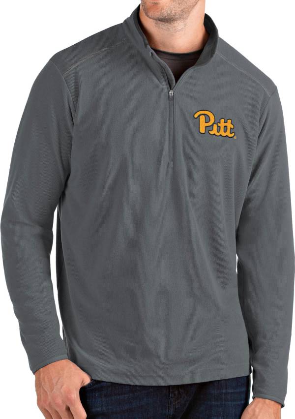 Antigua Men's Pitt Panthers Grey Glacier Quarter-Zip Shirt