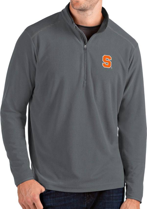Antigua Men's Syracuse Orange Grey Glacier Quarter-Zip Shirt product image