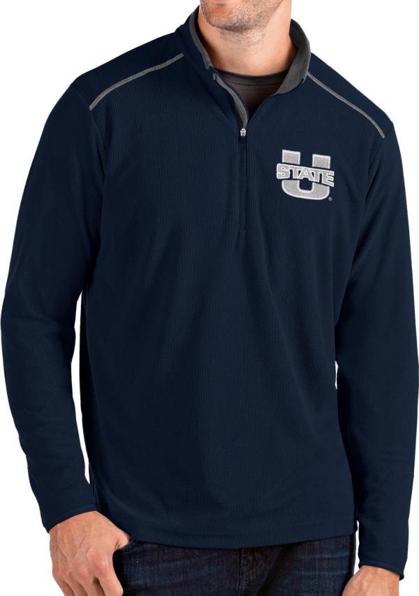 Antigua Men's Utah State Aggies Blue Glacier Quarter-Zip Shirt