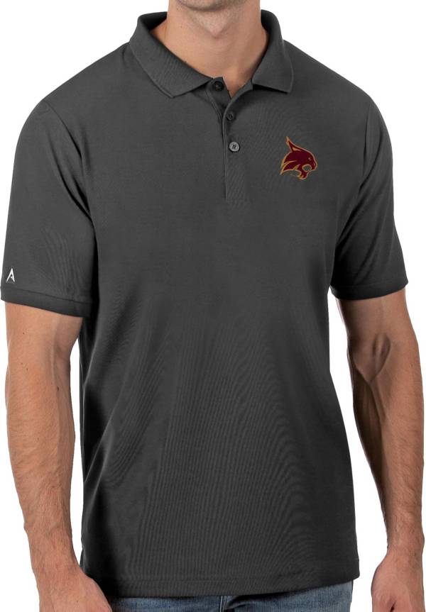 Antigua Men's Texas State Bobcats Grey Legacy Pique Polo product image