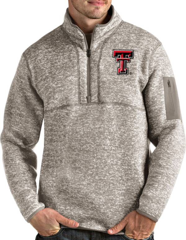 Antigua Men's Texas Tech Red Raiders Oatmeal Fortune Pullover Black Jacket product image