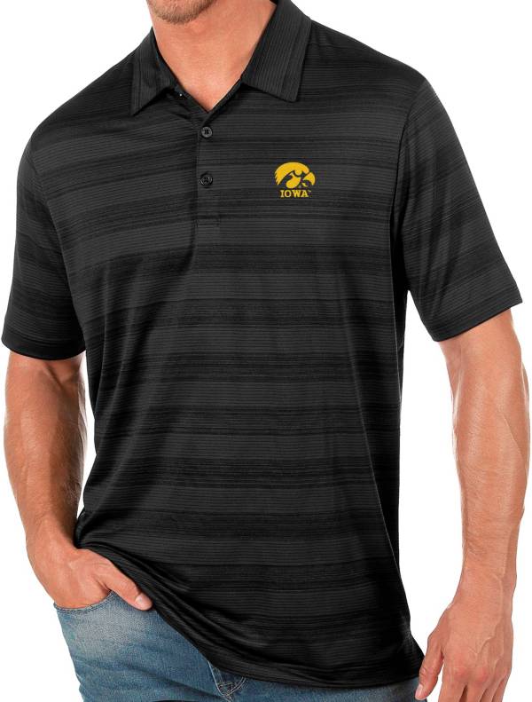 Antigua Men's Iowa Hawkeyes Black Compass Polo product image