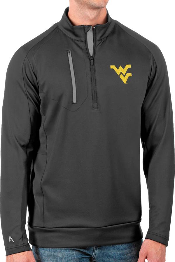 Antigua Men's West Virginia Mountaineers Grey Generation Half-Zip Pullover Shirt product image