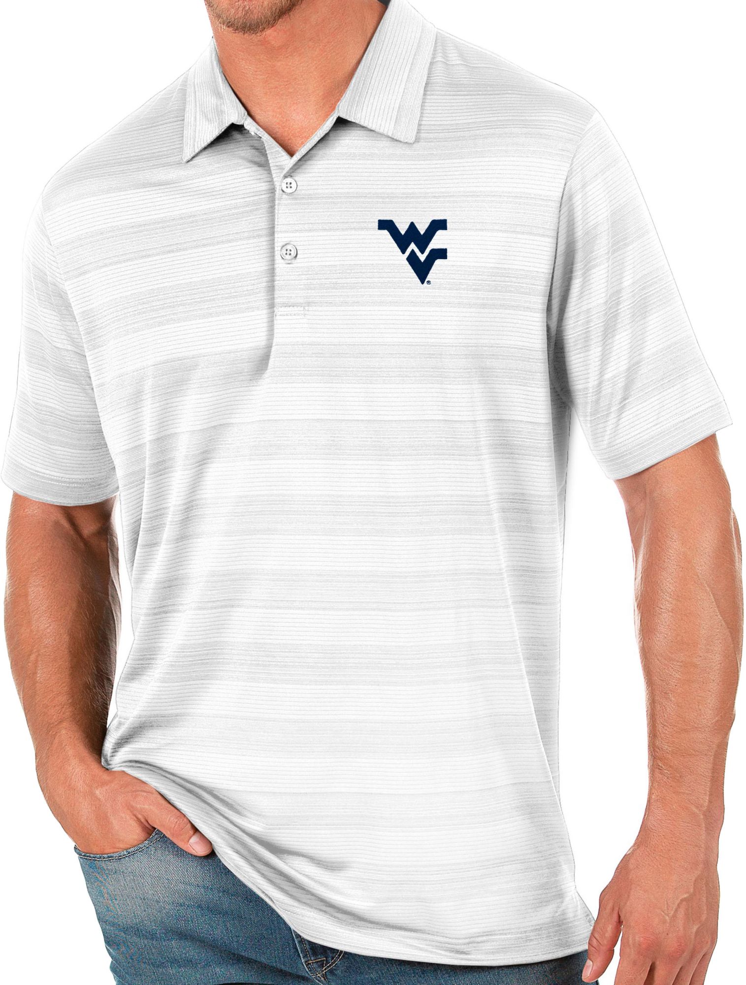 Antigua Men's West Virginia Mountaineers Compass Polo