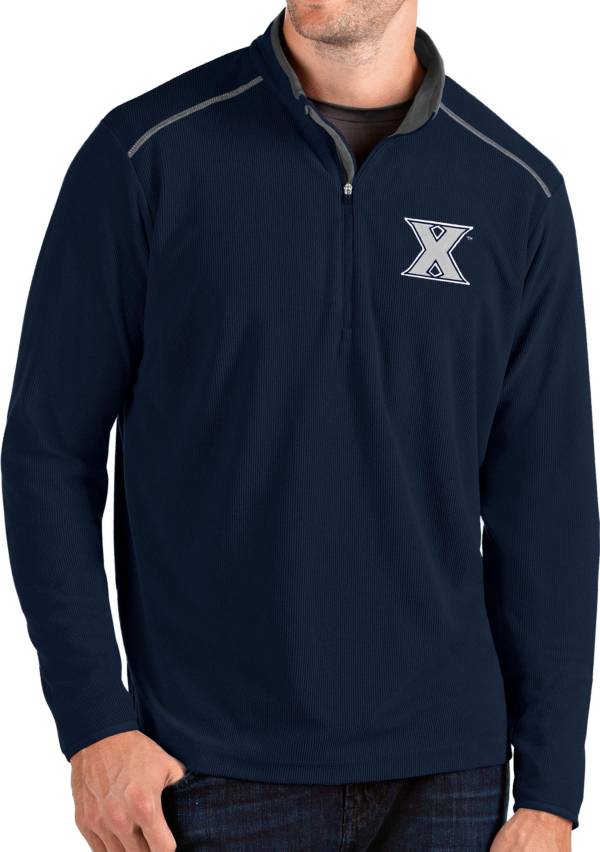 Antigua Men's Xavier Musketeers Blue Glacier Quarter-Zip Shirt