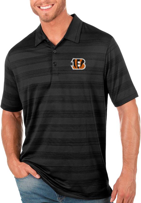 Antigua Men's Cincinnati Bengals Engage Black Polo