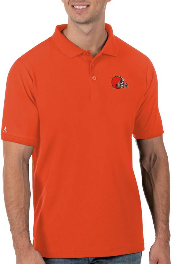 Antigua Cleveland Browns Mens White Tribute Long Sleeve Polo Shirt