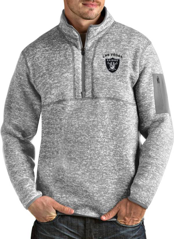Antigua Men's Las Vegas Raiders Fortune Grey Quarter-Zip Pullover product image