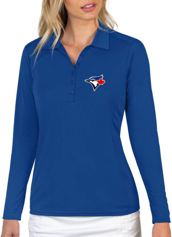 Antigua Women's Toronto Blue Jays Blue Tribute Long Sleeve Performance Polo