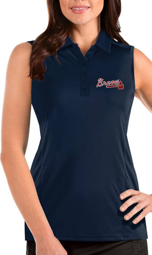 Antigua Women's Atlanta Braves Navy Tribute Sleeveless Polo product image