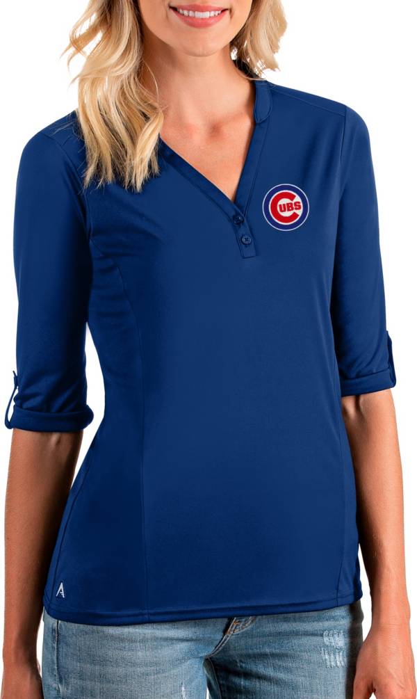 Antigua Women's Chicago Cubs Blue Accolade Three-Quarter Sleeve Polo product image