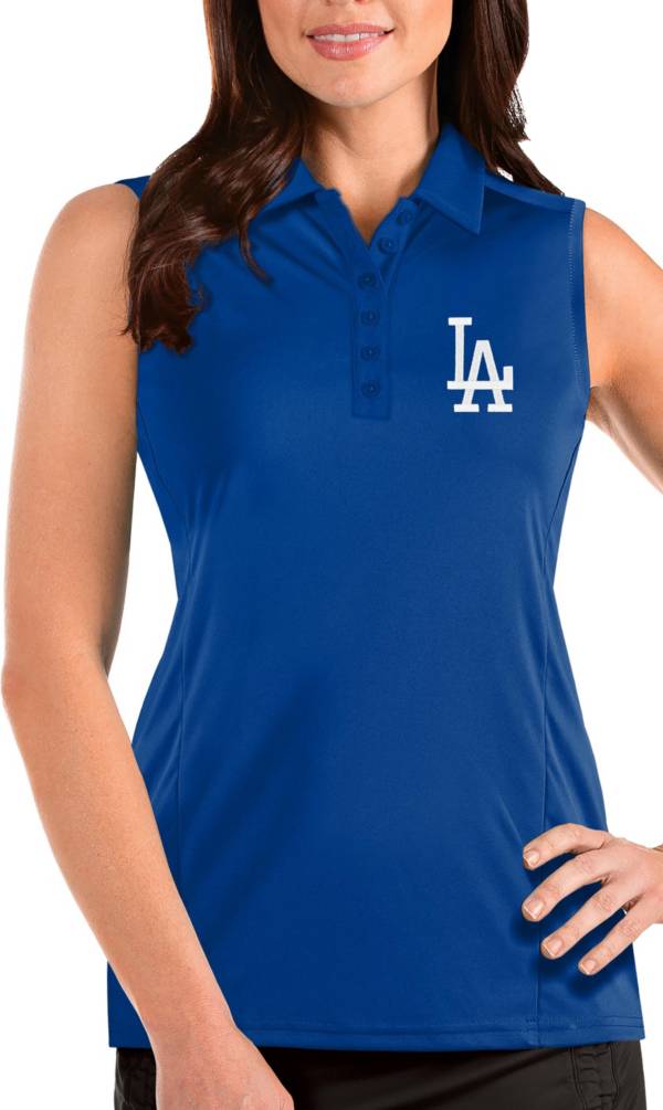 Antigua Women's Los Angeles Dodgers Blue Tribute Sleeveless Polo