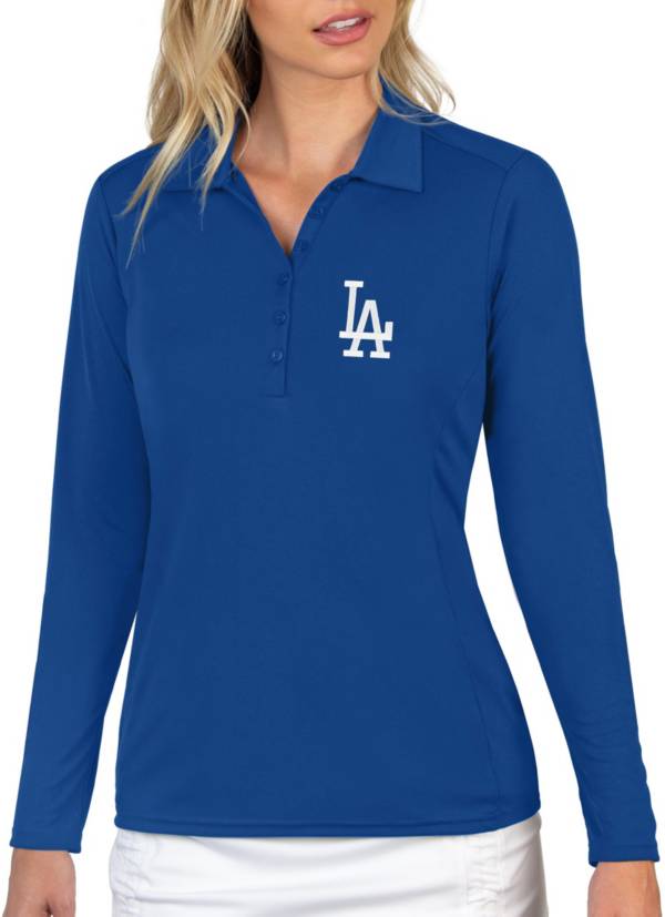 Antigua Women's Los Angeles Dodgers Blue Tribute Long Sleeve Performance Polo