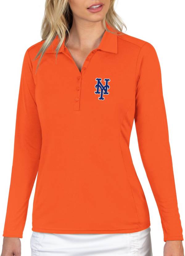 Antigua Women's New York Mets Orange Tribute Long Sleeve Performance Polo product image