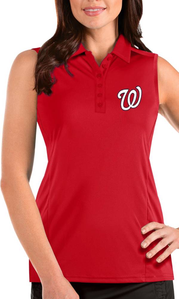 Antigua Women's Washington Nationals Red Tribute Sleeveless Polo